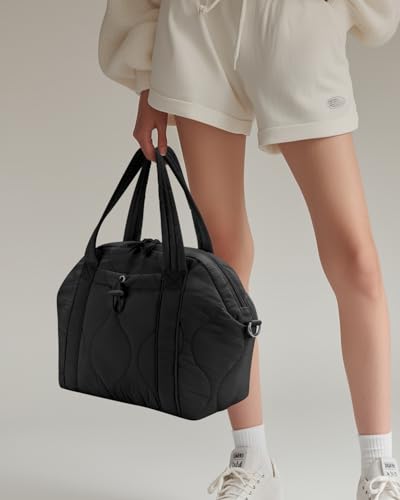 WONDAY Insulated Lunch Bags for Women, 12L Puffy Lunch Tote with Shoulder Strap, Waterproof, Leakproof, Reusable, Keeps Food Fresh, Perfect for Work, Travel, Picnic - color: Black