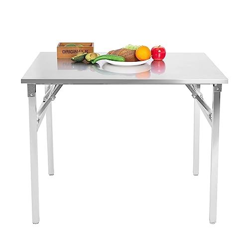 Small Stainless Steel Folding Table, Portable Camp Picnic Party Dining Table No Assembly Sturdy Small Folding Desk Kitchen Prep Table(32" x 16") - size: 32*16
