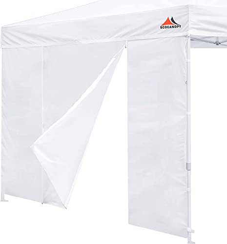 SCOCANOPY Door for 10x10 Canopy Frame Two Central Zipper Design for Easy Entry and Exit,1 Pack Sunwall Only,White - color: White, size: 10X10