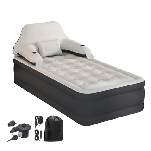 Twin Size Air Mattress Inflatable Bed with Pump and Headboard, Blow Up Mattress - size: Twin
