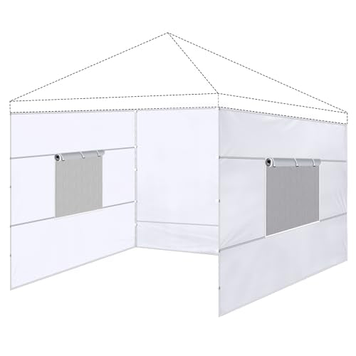 3 Pcs 10x10 Canopy Sidewalls with Roll-up Windows for 10x10 Pop Up Canopy Straight Leg Outdoor Instant Canopy Walls Waterproof & UV Protected for Outdoor Event Tents, 3 Sidewalls Only, White - color: White