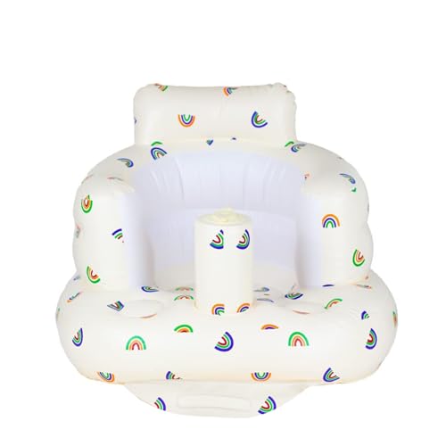 AirSwim Inflatable Baby Chair, Baby Inflatable Seat for Babies 3 Months and Up Summer Inflatable Baby Seat for Sitting Up, Blow Up Baby Floor Seat with Built in Air Pump, Rainbow - color: Rainbow