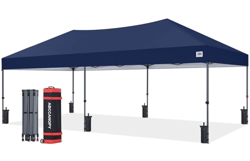 ABCCANOPY 10x20 Pop Up Canopy Tent, Easy Setup Instant Shelter with Wheeled Bag, Heavy Duty Outdoor Canopy for Beach, Market, Backyard, UV Protection, Outdoor Weather Protection (Navy Blue, 10x20) - color: Navy Blue, size: 10x20