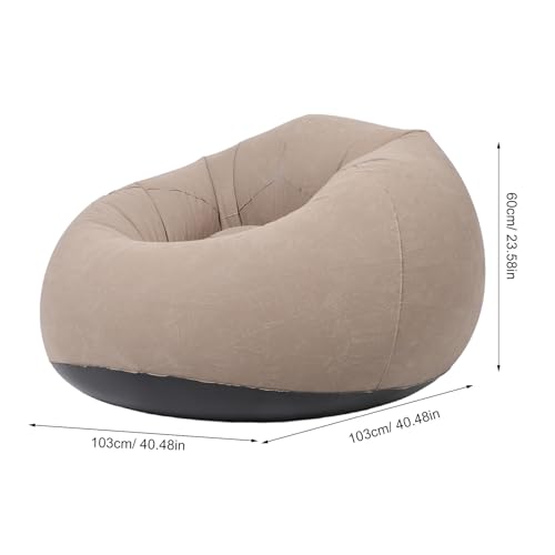 GLEAVI Inflatable Bean Bag Chair for Adults Portable Outdoor Sofa Air Lounger with Flocking Surface Coffee Color Suitable for Camping and Patio Seating