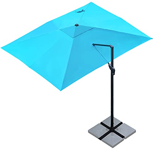 Sunnyglade 10x13Ft Cantilever Patio Umbrella Rectangular Deluxe Offset Umbrella 360°Rotation & Integrated Tilting System Patio Hanging Umbrella for Market Garden Deck Pool Backyard Patio(Blue) - color: Blue, size: 10 x 13 ft