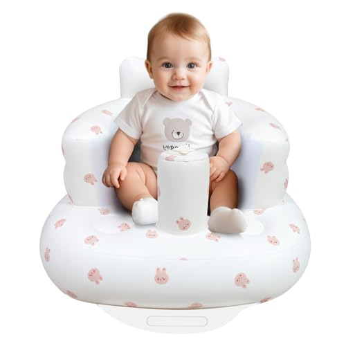 AirSwim Inflatable Baby Chair, Inflatable Baby Seat for Babies 3 Months and Up, Summer Blow Up Chair with Built in Air Pump, Bumbo Seat for Learning to Sit, Palying, Camping, Rabbit - color: Rabbit