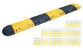 Pittman 21 ft XPT Eco Speed Bump Kit with Cable Channels, Heavy Duty Plastic-Rubber Reflective Black/Yellow Modular Traffic Hump for Asphalt, Concrete, Includes Mounting Hardware - 52 Bolts (755677) - size: 21'