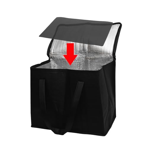 Lilaly Styrofoam Cooler Food Delivery Bag, Insulated Grocery Bags Insulated Cooler Bag for Hot or Cold Food Delivery, Groceries, Travel, Shopping - color: black