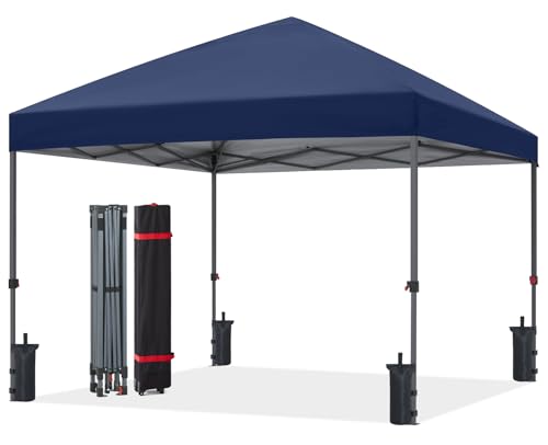 ABCCANOPY 12x12 Pop Up Canopy Tent, Easy Setup Instant Shelter with Wheeled Bag, Heavy Duty Outdoor Canopy for Beach, Market, Backyard, UV Protection, Outdoor Weather Protection (Navy Blue, 12x12) - color: Navy Blue, size: 12x12