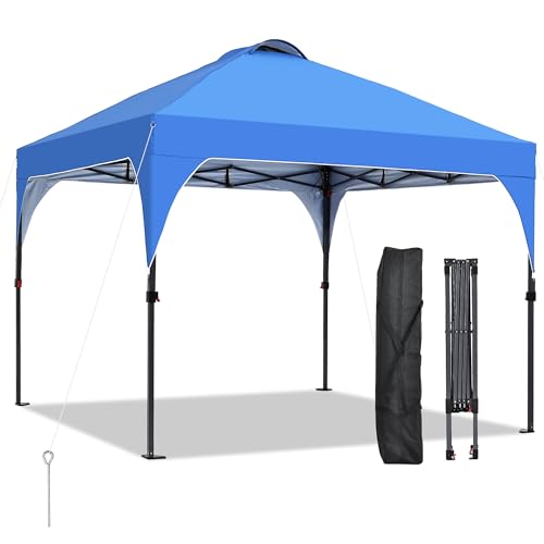 GDY 10x10 Pop Up Canopy Tent, Outdoor Gazebo with 4 Sandbags, Easy Up Canopy with 3 Adjustable Heights for Events, Parties, Camping, Blue. - color: Blue, size: 10x10