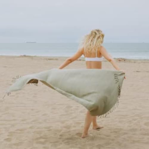 InfuseZen Stonewashed Turkish Bath & Beach Towel –100% Organic Turkish Cotton - Soft, Lightweight, Absorbent - Quick Dry, Sand Free - Swim, Pool, Shower, Travel - Peshtemal, Hammam Spa Towel - Khaki - color: Khaki Green