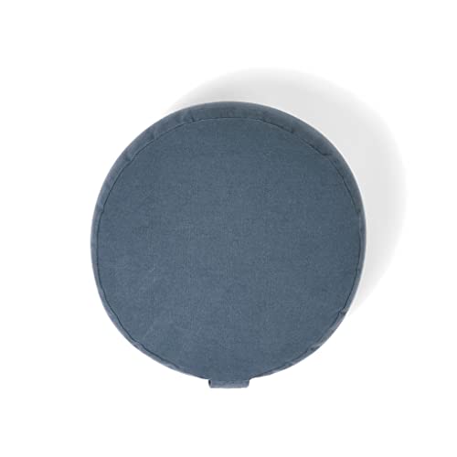 Organic Round Meditation Cushion by renoo - Durable Comfortable Cotton, Linen, Hemp - Modern Zafu - Buckwheat Floor Pillow Yoga Bolster in 15 Colors Removable Cover - 15 inches - Teal - color: Teal