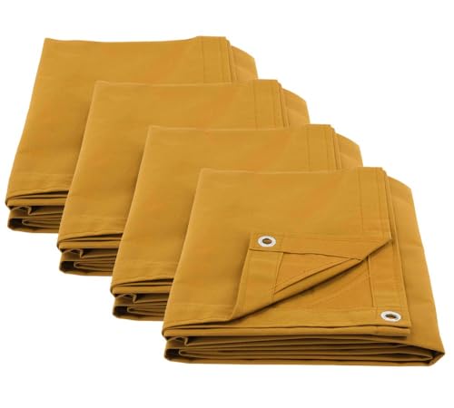 Mytee Products (4 Pack) 6' x 8' Tan Canvas Tarp 12oz Heavy Duty Water Resistant - color: Tan (4 Pcs), size: 6' x 8'