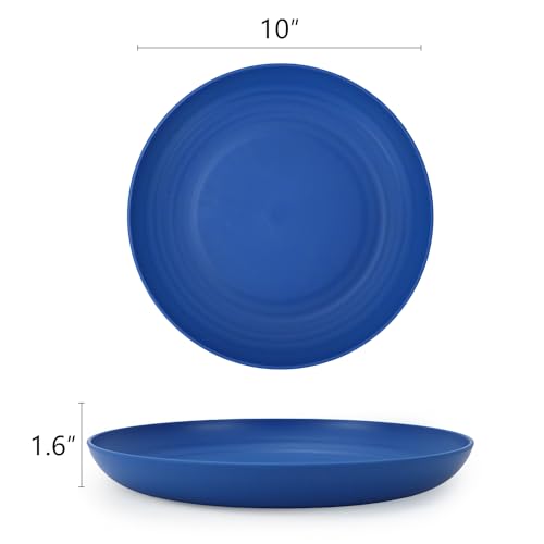 Homienly Salad Plates 10 Inch Unbreakable Wheat Straw Plates Dinner Plates Set of 8 Microwave Safe Plates for Kitchen Dishwasher Safe Plastic Plates Alternative for Picnic,Camping,RV (Blue Series) - color: Ocean, size: 10 Inch