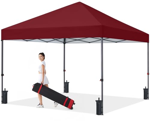 COOSHADE Durable Easy Pop Up Canopy Tent 10x10Ft, Burgundy - color: Burgundy, size: 10x10Ft