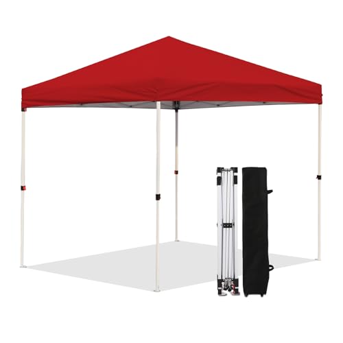 Northroad 10x10ft Pop Up Canopy, Popup Outdoor Canopy Tent with Wheeled Carrying Bag,Portable Gazebo Shelter for Patio,Deck,Garden,Beach（Red） - color: Red, size: 10x10