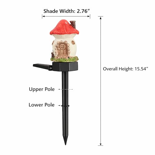 Solar Mushroom House Lights Outdoor, 2 Pack Waterproof Decorative Fairy Garden Pathway Lights, Hand-Painted Resin Storybook Cottage Decor for Yard Lawn Walkway Patio, Unique Gift for Garden Lovers - style: Mushroom House