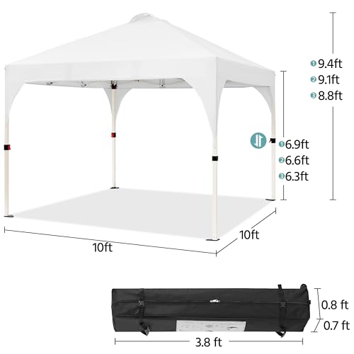 Yaheetech 10x10 Pop Up Canopy Tent with Vent, Easy Set Up Tent, Instant Sun Shelter Canopy with Wheeled Bag, 4 Sandbags, 12 Stakes & 4 Ropes, for Parties, Beach, Outdoor, Silver-Coated White - color: Silver-Coated White, size: 10x10