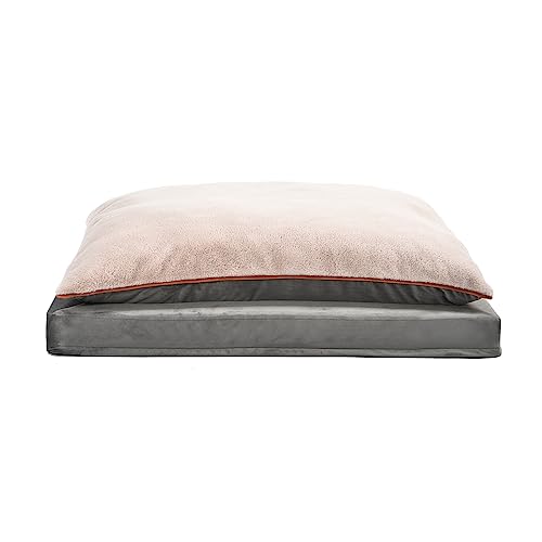 Amazon Basics Washable Dog Bed with Cooling Gel Memory Foam, Pressure-Relief Support for Dogs up to 120lbs, Non-Slip Bottom, Removable Cover, Giant Sized (48" x 36"), Grey - color: Grey, size: Giant, style: Plush Cushion Bed