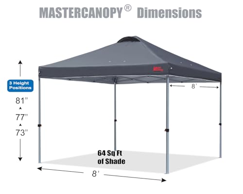MASTERCANOPY Durable Pop-up Canopy Tent with Roller Bag (8x8, Dark Grey) - color: Dark Grey, size: 8x8