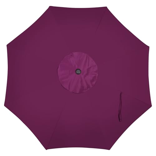 Blissun 9' Outdoor Patio Umbrella, Outdoor Table Umbrella, Yard Umbrella, Market Umbrella with 8 Sturdy Ribs, Push Button Tilt and Crank - color: Dark Magenta