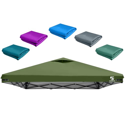 10x10 Pop Up Canopy Replacement Top Cover with Air Vent for Straight Leg Canopy Tent, Waterproof for Outdoor Garden Patio Camping Sun Shade (Olive Green) - color: Olive Green