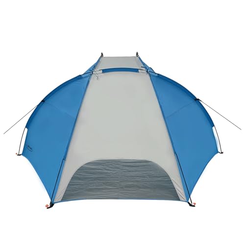 BS-002 Outdoor Portable Canopy Beach Waterproof Windproof Shelter Sun Shade Tent with 2 Mesh Sand Pockets, Carry Bag, and Stakes, Blue