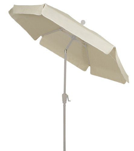FiberBuilt Umbrellas Garden Umbrella with Push-Button Tilt, 7.5 Foot Natural Canopy and White Pole - color: Natural with White Pole, style: With Tilt
