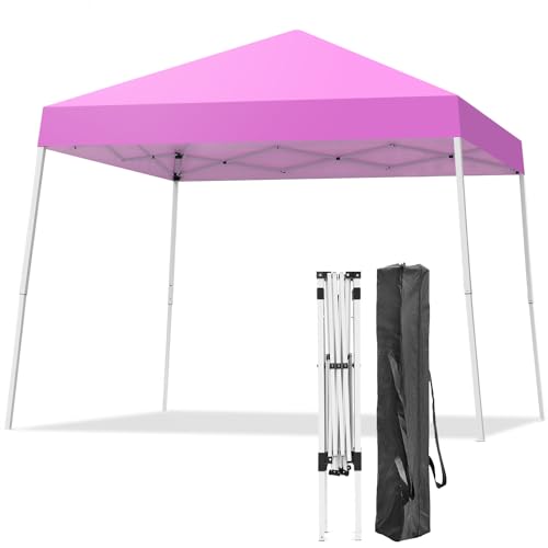 Canopy Tent, 10X10 FT Pop Up Canopy Outdoor Instant Tent Slant Legs with Carrying Bag, Portable Gazebo Shelter for Patio Deck Garden and Beach - 8X8 FT Canopy Cover (Pink) - color: Pink
