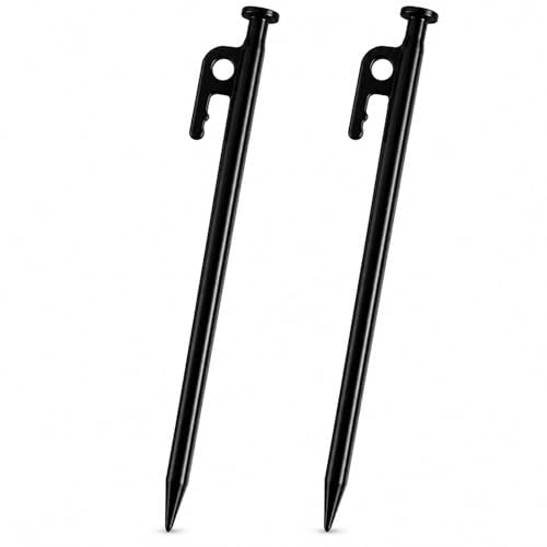 SORIEA Camping Tent Stakes 8 Inch, Heavy Duty Steel Stakes for Beach, Grass, Outdoor Tent Pegs with Strong Hold (2 Pack) - size: 20cm