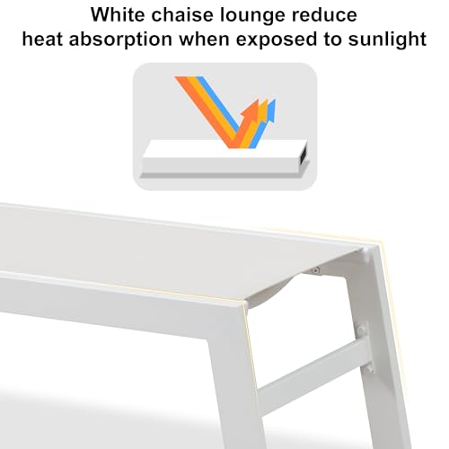 PURPLE LEAF Patio Lounge Chair 2 Pieces White Aluminum Outdoor Chaise Lounge for Pool Backyard Beach with Wheels and Table, Linen - color: Linen, style: Standard Inclining-leg