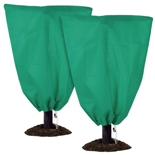 2 Pack Winter Plant Covers Freeze Protection - 23.6"×31.5" Winter Frost Protection Bags for Outdoor Plants with Drawstring, Reusable Anti-Freeze Cloth for Garden & Potted Plants - size: 23.6"×31.5"