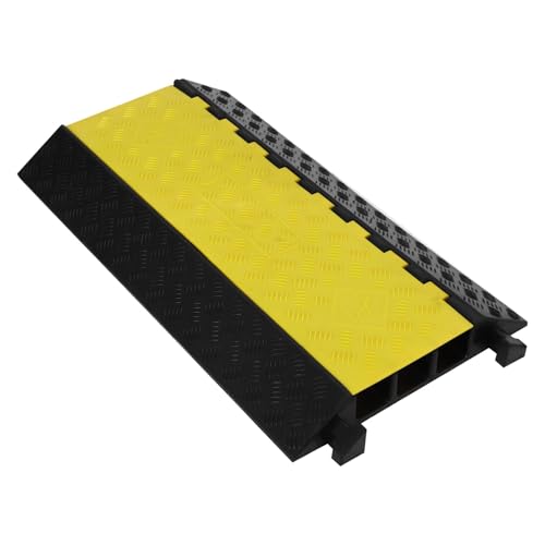 3 Channel Cable Protector Ramp, 14 Tons (28,000 lbs) Load Capacity Rubber Cord Cover with Flip-Open Lid, Heavy Duty Wire Guard Speed Bump for Driveway, Warehouse, and Events - size: 94.5×50×8cm-4 Large Channel