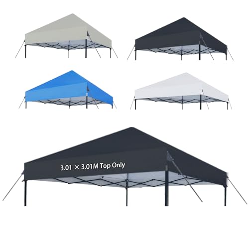 Joramoy 10×10 Canopy Replacement Top Only, Waterproof Pop Up Canopy Tent Top Cover with Ropes, Instant Canopy Top Sunshade Sliver Coated for Outdoor Garden Patio Camping (Black) - color: Black, size: 118"×118" Top Only(301×301cm）