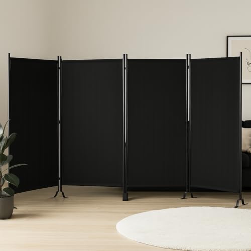 Proman Products - Galaxy 4 Panel Section Privacy Folding Screen Divider, Water Repellent Fabric Room Divider with Black Powder Coated Metal Frame for Indoors or Outdoors (Black) - color: Black, size: 4 Panel