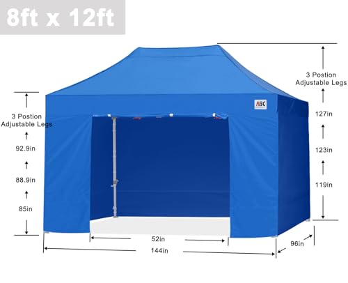 ABCCANOPY Easy Pop Up Canopy Tent with Sidewalls 8X12 Commercial -Series, Royal Blue - color: royal blue, size: 8X12