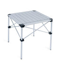 iClimb Lightweight Stable Alu. Folding Square Table Roll Up Top with Carry Bag for Camping Picnic Backyards BBQ Camp Kitchen (Silver, M) - color: Alu Silver, size: Medium