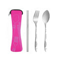 4-piece Cutlery Set, Rust-resistant Stainless Steel Utensils, Suitable for Travel, Camping, Picnics, Work, and Hiking (Pink) - color: Pink