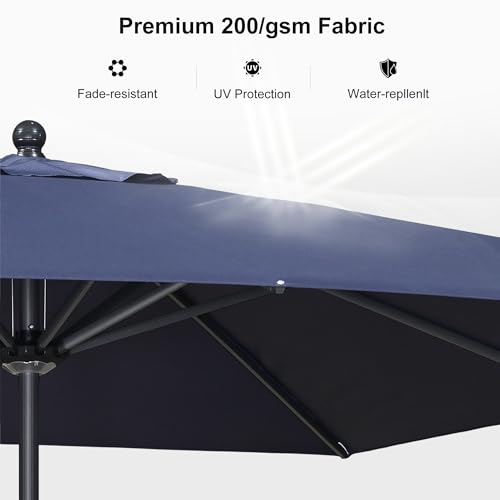 PURPLE LEAF 6' x 6' Square Patio Umbrella Outdoor Table Umbrella Aluminum Frame Market Umbrella Sun Umbrella with 8 Sturdy Ribs Tilt for Garden Deck Lawn Pool Navy Blue - color: Navy Blue, size: 6' x 6'