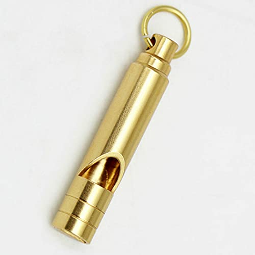 Brass Metal Emergency Whistles - 2 pcs Adults/Kids Outdoor Loud Sound SOS Survival Kit Lifeguard Safety Whistle Keychain with Keyring for Camping Hiking Dog Train Couching Boating Hunting