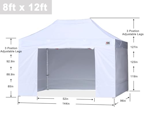 ABCCANOPY Easy Pop Up Canopy Tent with Sidewalls 8X12 Commercial -Series, White - color: White, size: 8X12