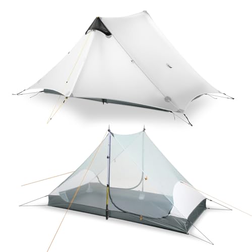 LANSHAN Ultralight Tent 3-Season Backpacking Tent for 1-Person or 2-Person Camping, Trekking, Kayaking, Climbing, Hiking - color: 2-person, white