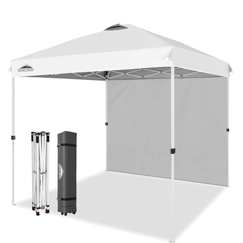 EAGLE PEAK Commercial Canopy 8x8 Pop Up Canopy Tent with 1 Sidewall, Easy Setup Heavy Duty Instant Event Shelter for Vendors & Markets, Outdoor Sun Shade, White - color: White, size: 8x8