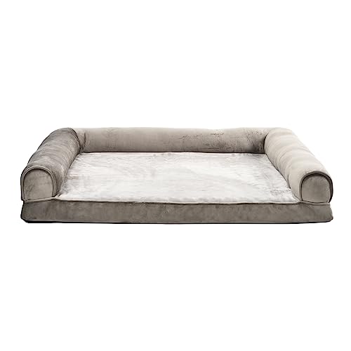 Amazon Basics Dog Bed with Cooling Gel Memory Foam, Pressure-Relief Support for Dogs up to 30lbs, Non-Slip Bottom, Machine Washable Cover, Medium Sized (30" x 20"), Taupe - color: Taupe, size: Medium, style: Sofa-Style Bed