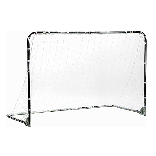 Franklin Sports Competition Soccer Goals - Backyard Portable Steel Soccer Goals - Adult + Youth Soccer Goal with Net + Ground Stakes Included - Multiple Sizes + Colors - color: Silver, style: Folding 6' x 4'