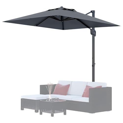 9ft Outdoor Patio Umbrella Heavy Duty 8 Ribs, Waterproof UV Protection Sun Shade with Crank Lift & Push Button Tilt, Outdoor Umbrella for Deck, Pool, Garden, Backyard, Lawn - color: Gray&Square, size: 10FT Roman