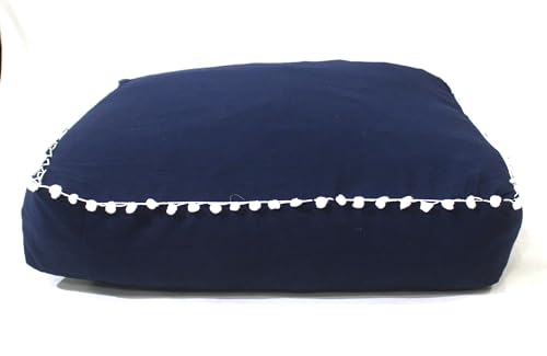 CRAFT KALA Meditation Floor Pillow Cover, Round Large Pillows Cover Seating for Adults, Bohemian Mandala Circle Cushions Cover for Outdoor Fireplace Yoga Living Room (Blue, 24" Square) - color: Blue, size: 24" x 24" (Pack of 1)