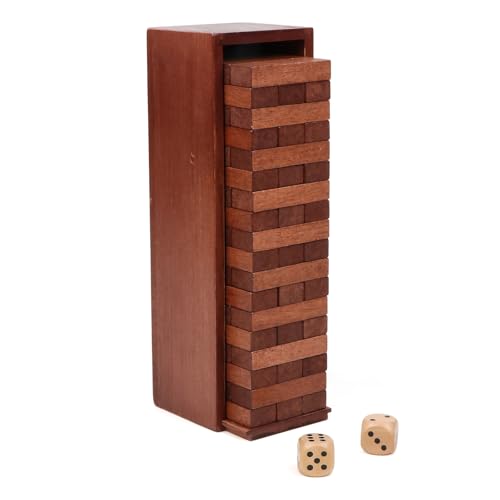 Canuan Wooden Tumbling Tower, 54PCS Blocks Stacking Games for Party, Camping for Kids Adult and Families, Classic Stacking Blocks Wood Stack Towers Wooden Board Tabletop Games with Storage Box - style: 54PCS