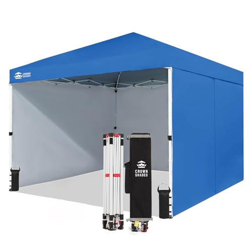 CROWN SHADES 10X10 Commercial Instant Canopy Pop Up Tent with Center Lock, 300D Fabric, 4 Sidewalls, Sto'N Go Bag, Blue - color: Blue, size: 10x10 Classic