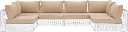 HOMREST Cushions for Outdoor Furniture,Replacement Cushion Pillow,Water-Repellent Sofa Cushion for 6-Seat Rattan Wicker Sectional Patio Conversation Sets,14-Piece Cushions Set for Outdoor Couch - color: Khaki, size: 6 Seat